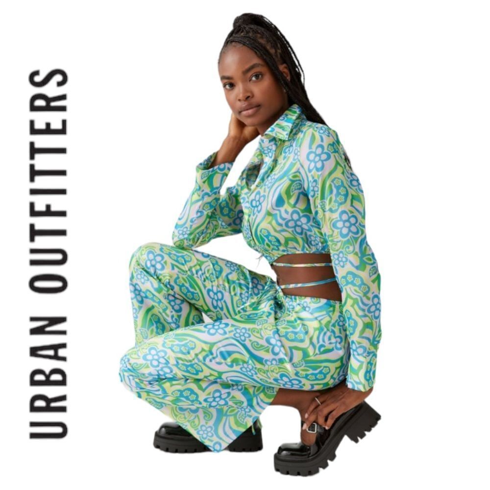 URBAN OUTFITTERS UO Glamorous Printed Strappy Top And Pant Set NEW S